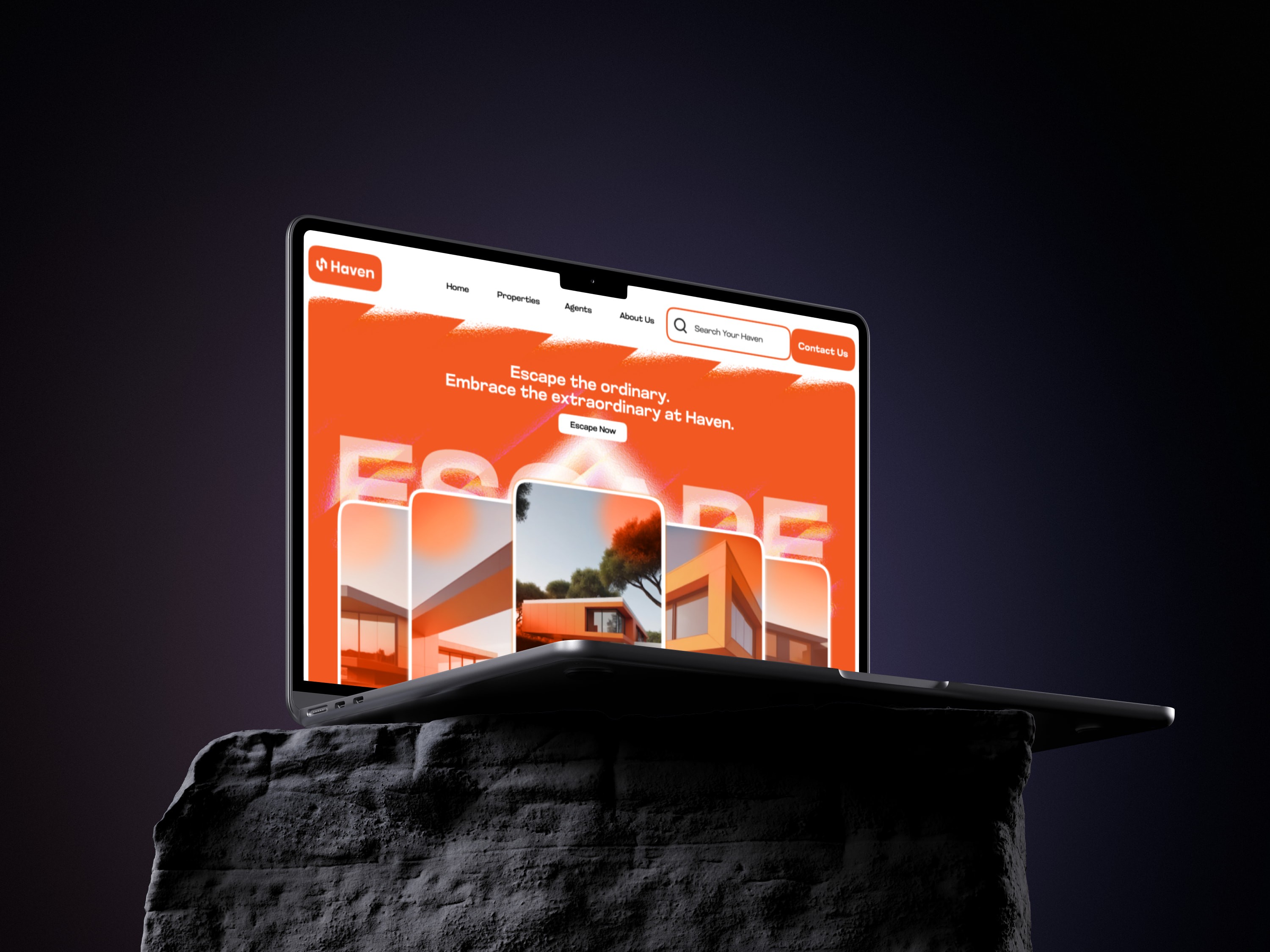 Haven packaging & typography detail — real estate brand identity by Yuga Design Studio